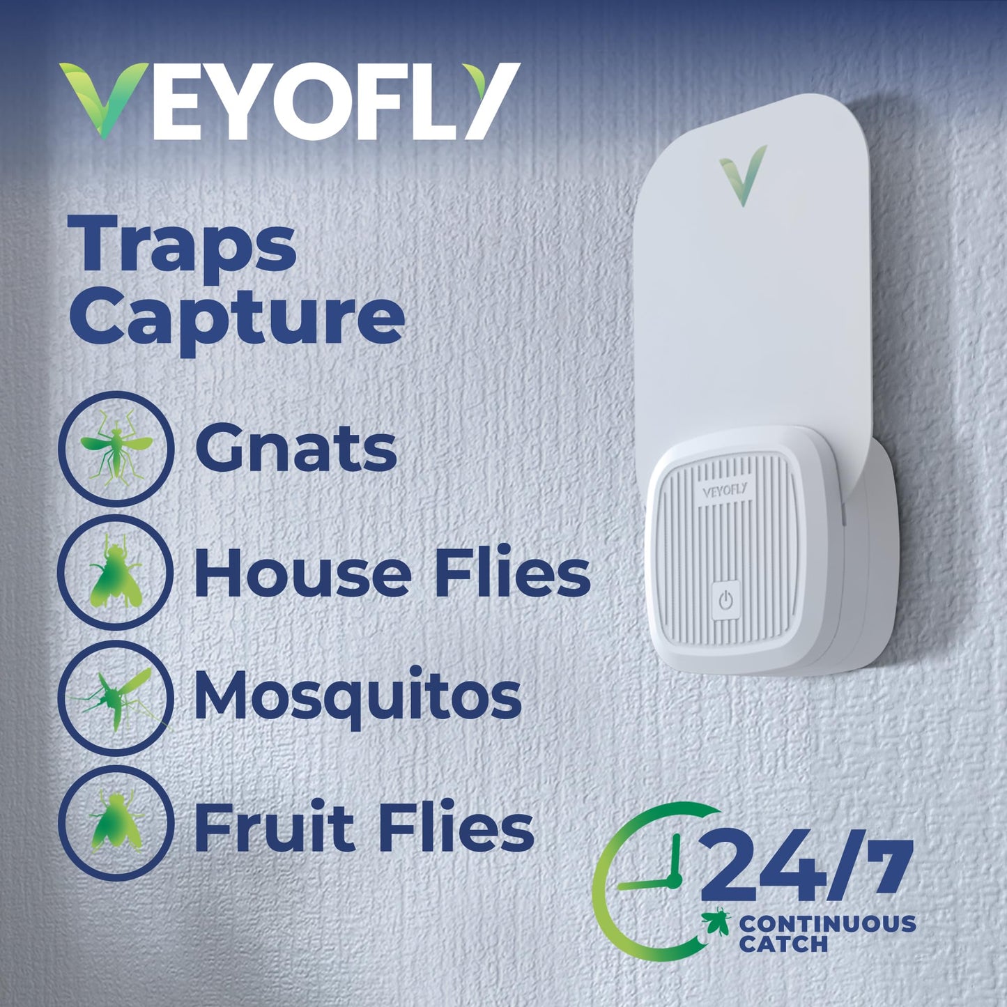 VEYOFLY Fly Trap Indoor, Fruit Fly Traps for Indoors Flying Insect (2 Device + 4 Refills) Gnat Traps for House Indoor, Bug Zapper Indoor, Gnat Killer Catcher & Fruit Fly Killer Light Plug in