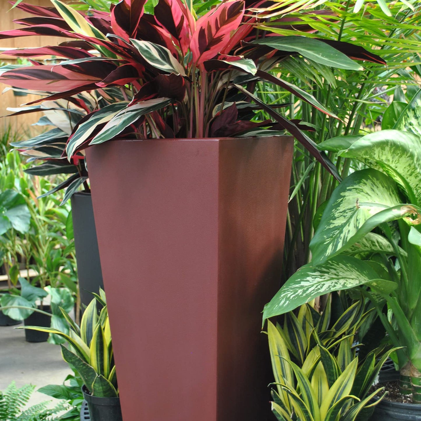 Tusco Products Cosmopolitan Tall Square Garden Planter, 32-Inch, Oxblood