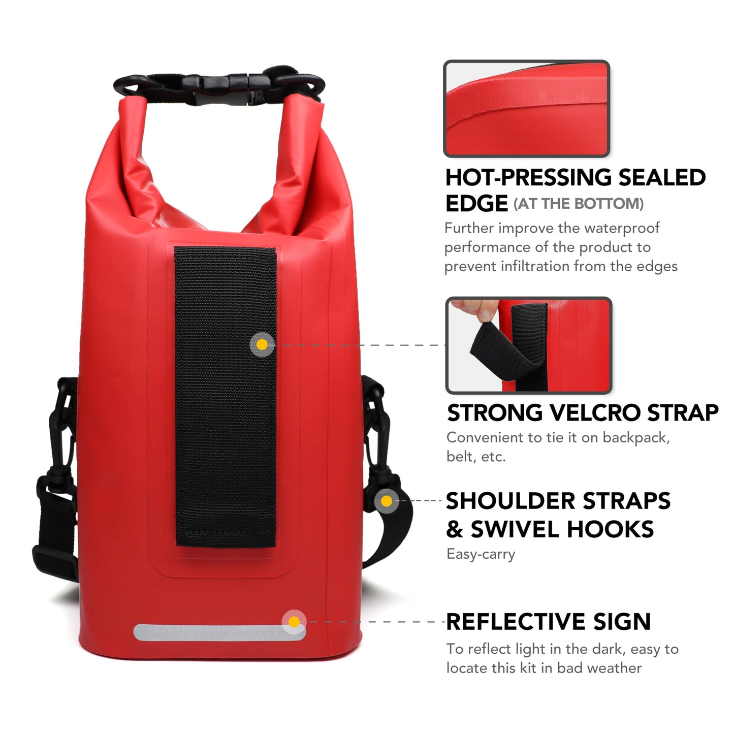 250 PCS Waterproof First Aid Kit, Roll Top Reflective Boat Dry Bag Bug Out Bags, Emergency Medical Kit Ideal for Boating, Camping, Fishing, Kayaking, Floating, Red