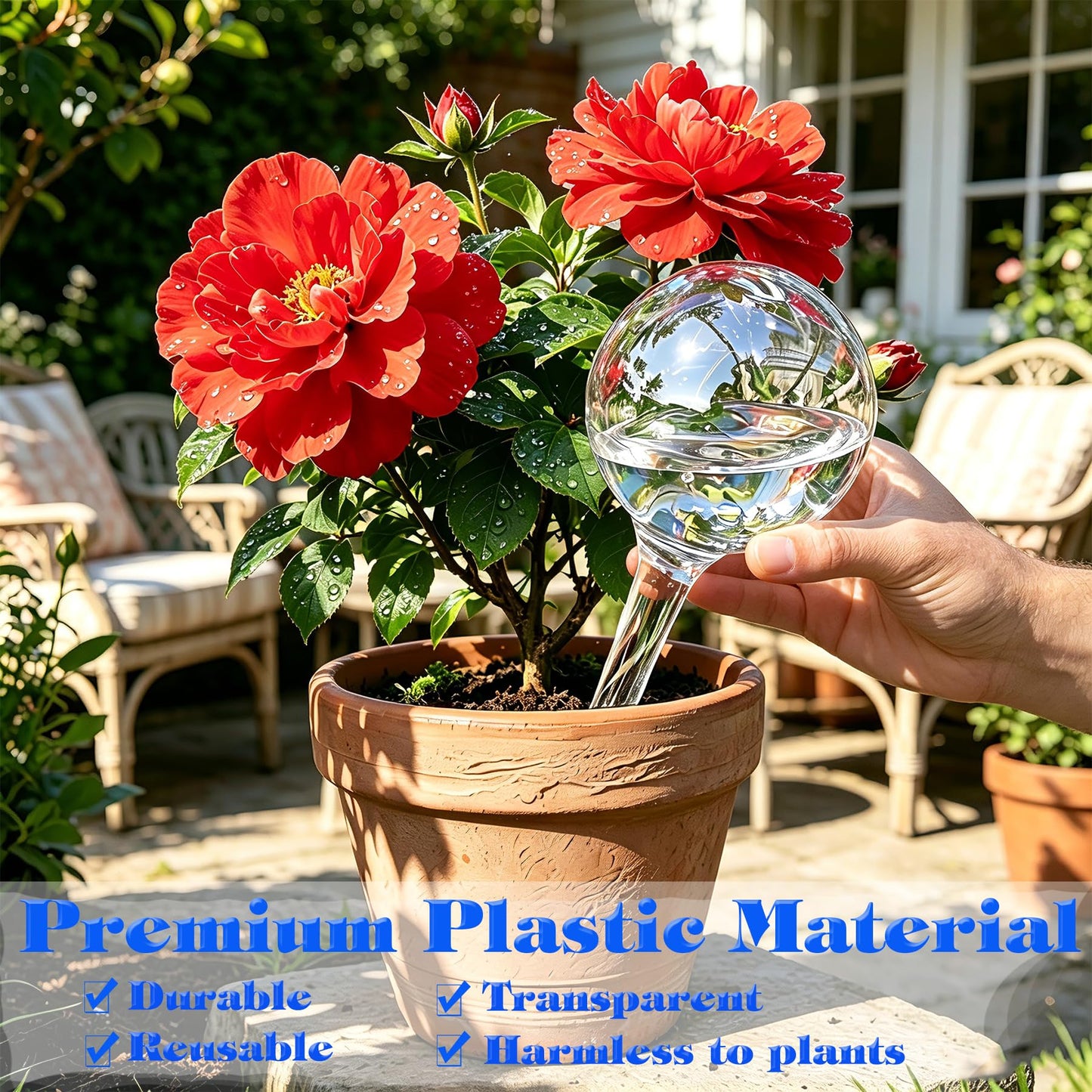 Plant Automatic Watering Devices, Clear Plastic Self-Watering Bulbs Flower Automatic Watering Device While Away Garden Waterer for Plant Indoor Outdoor