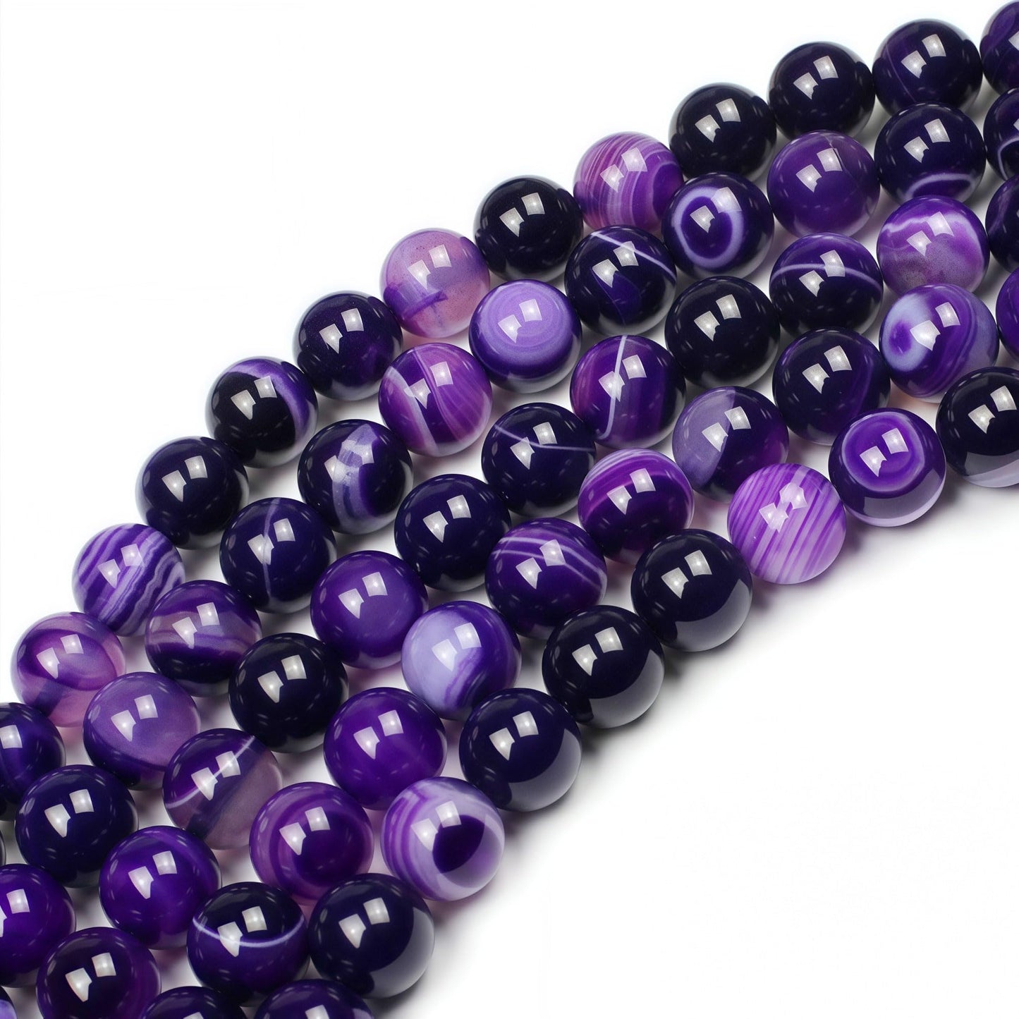 MJDCB Natural Stone Beads Purple Striped Agate Round Loose Beads for Jewelry Making DIY Bracelet Necklace (6mm)