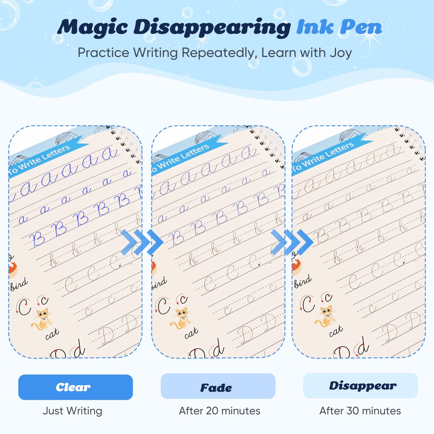 Grooved Cursive Handwriting Workbook for Beginners Kids Ages 8-12 | Cursive Writing Practice Book | Magic Ink Cursive Books with Riddles, Stories & Quotes | Handwriting Practice for Kids 8-10 Cursive