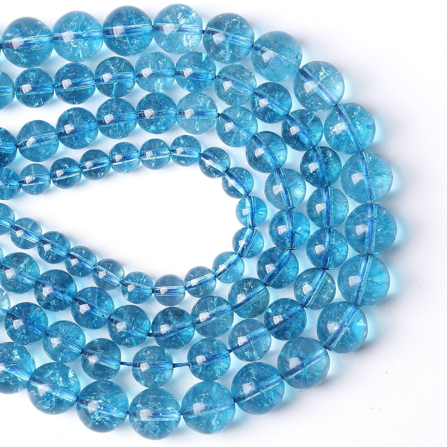 36PCS 10MM Beads Blue Crystal Quartz Gem Energy Crystal Healing Jewelry Making Natural Stone Beads DIY (Blue Crystal, 10MM)