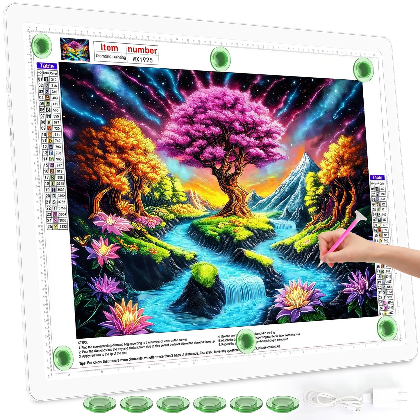 TOHETO Rechargeable A2 Light Pad for Diamond Painting 25.2''x18.4'', Magnetic Diamond Art Light Board, Wireless Lightbox for Tracing and Drawing, Cordless LED Light Table for Sketching, Weeding Vinyl