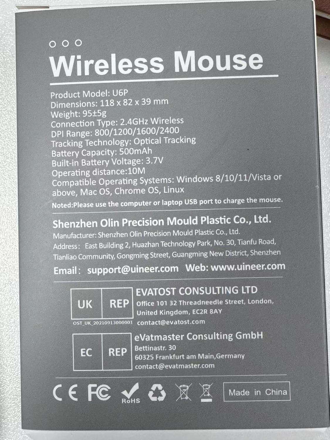 Wireless Mouse,[Upgraded] Rechargeable 2.4GHz (Battery Level Visible) Ergonomic Computer Mouse,4 Levels DPI, Wireless Mice for Laptop PC Computer(Grey and White)