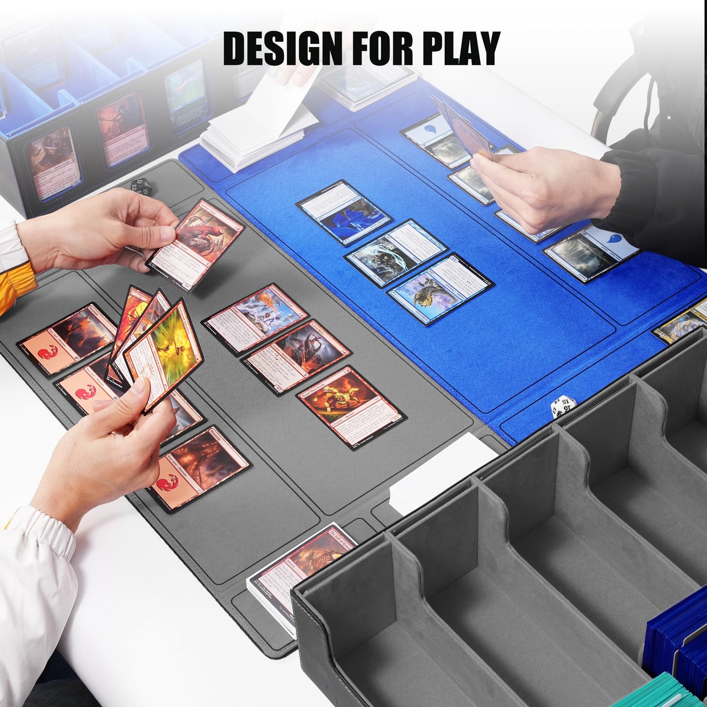 Kabinka Trading Card Storage Box with Commander Display, 5-Row Deck Case with Removable Lid; 3900+ Card Organizer for MTG TCG PTCG Sports Card, Top Loaders Storage Box (Black)