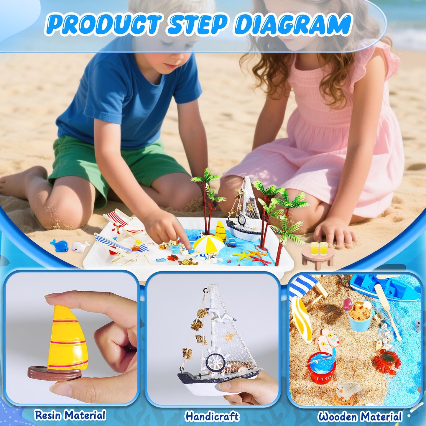 Pamonrueer 39 Pcs Miniature Summer Beach Accessories Ocean Diorama Supplies Sand Box Beach Theme Cake Decorations Sea Animal Figurines Shell Cake Topper Party Gifts Diorama Projects