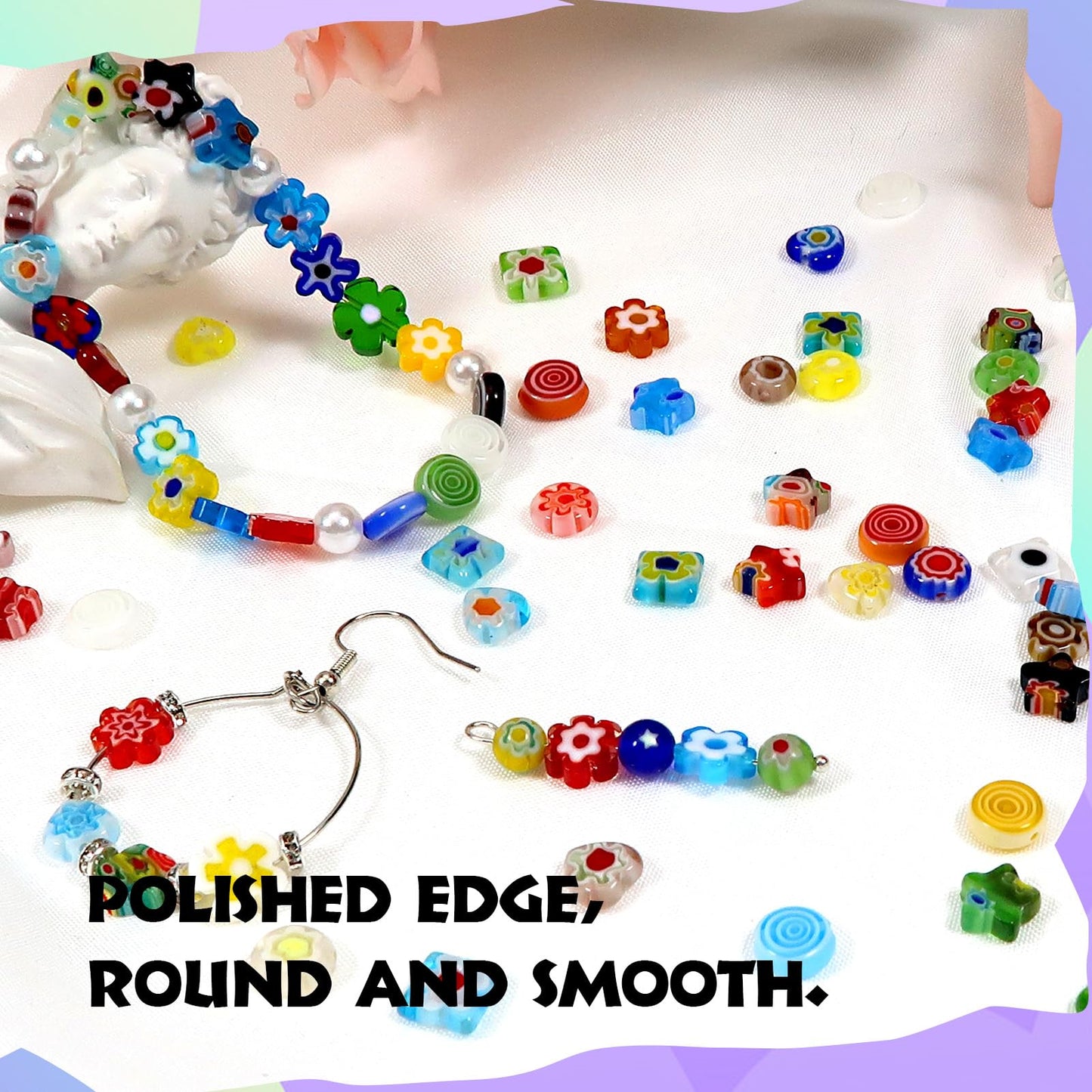 TOAOB 180pcs Assorted Lampwork Beads 8mm Glass Loose Spacer Beads for DIY Crafts Jewelry Making Bracelets Necklaces
