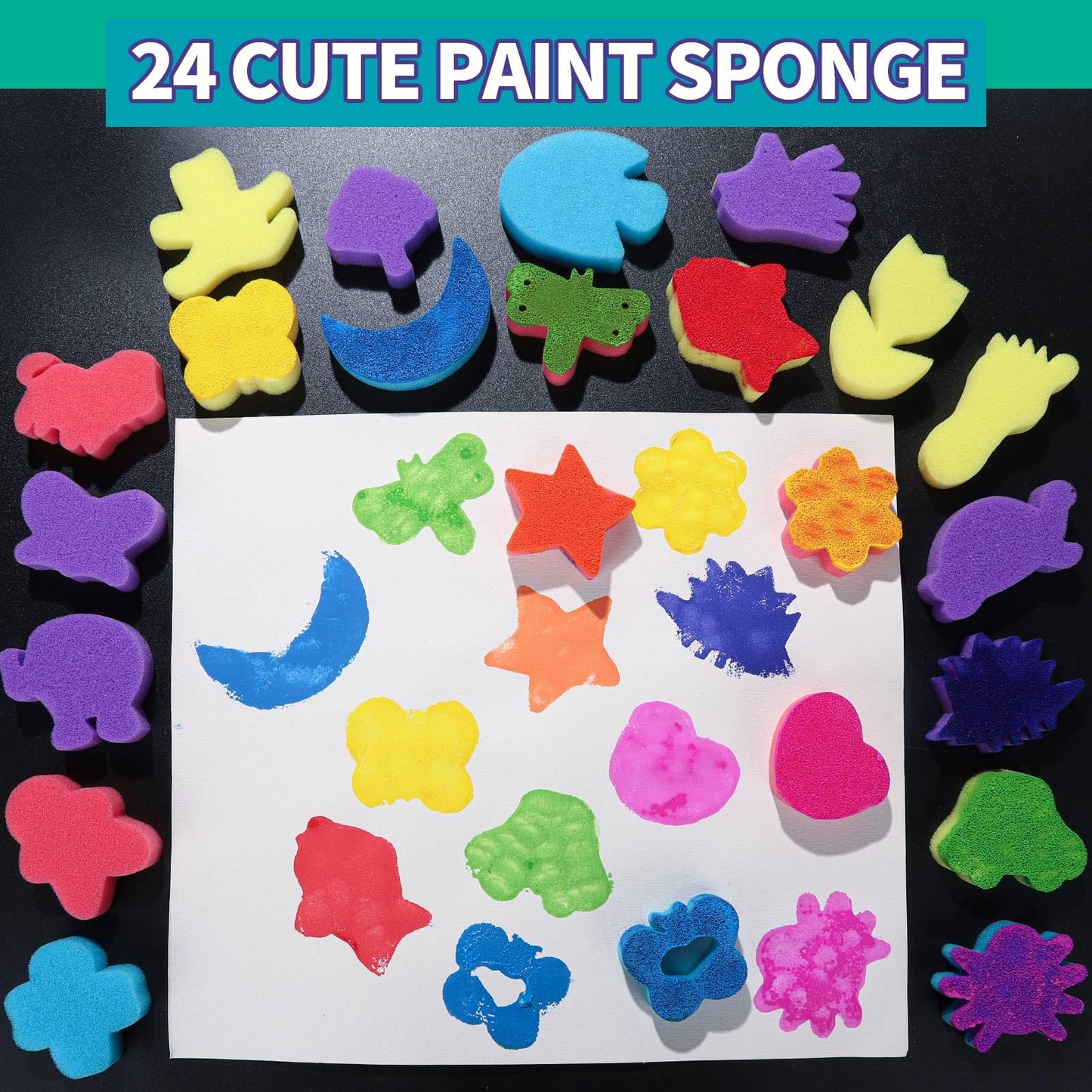 YGDZ Paint Sponges for Kids, 39pcs Early Learning Toddlers Sponge Paint Brushes Stamps Foam Art Craft Drawing Tools