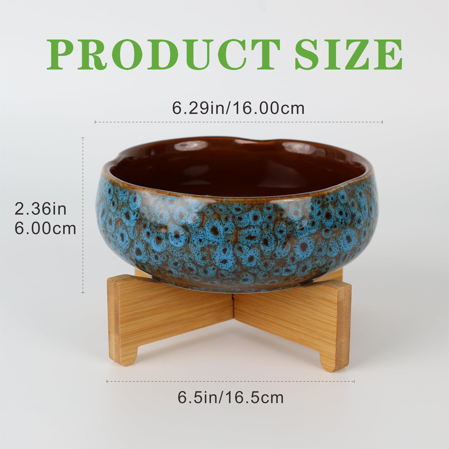Qijoys 2 Pcs Lotus Bowl Planter with Base Ceramic Hydroponic Planter Water Lily Bowl for Planting Aquatic and Indoor Plants Household Ceramic Basin Decor(Blue)