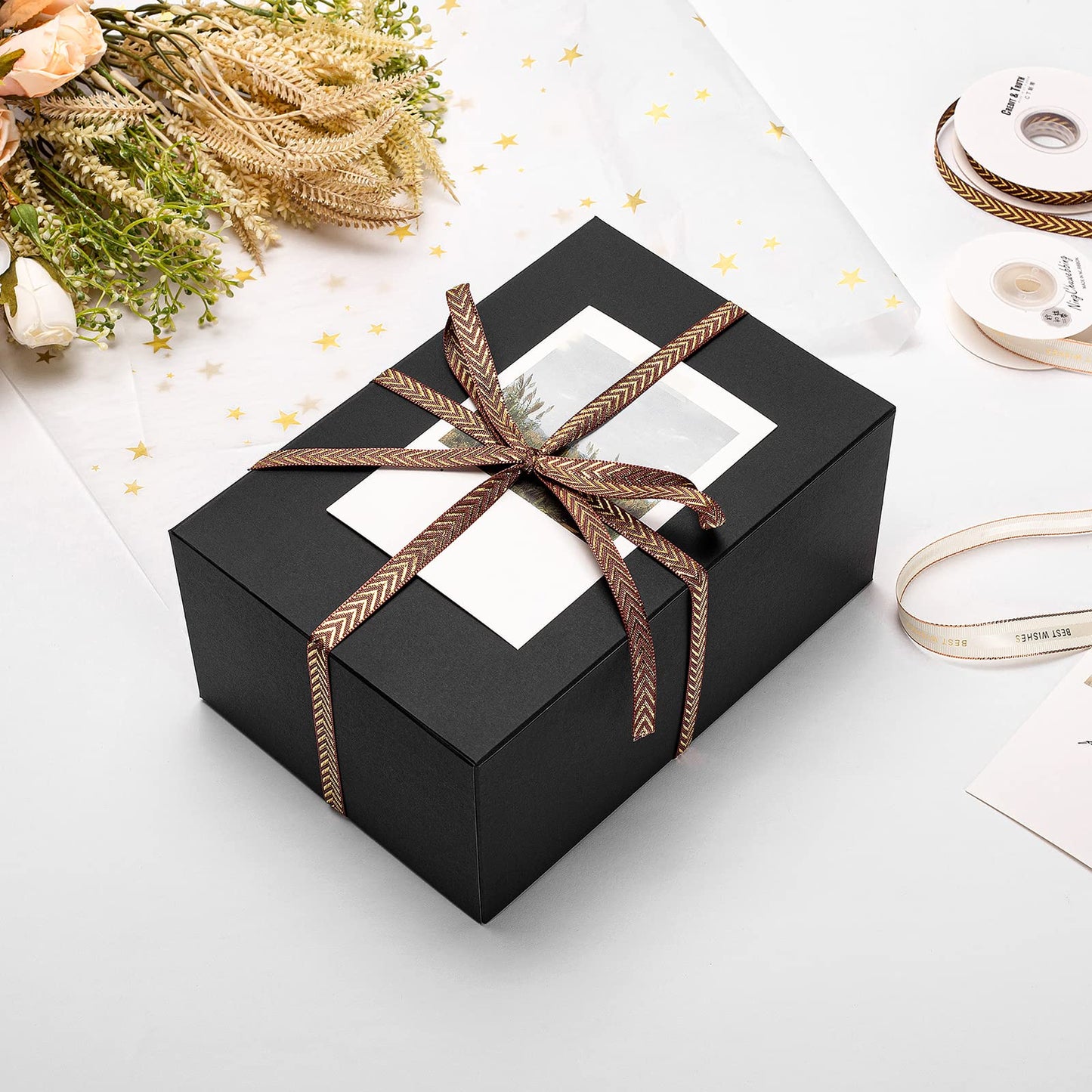 Mcfleet Black Gift Boxes with Lids 9x6x4 Inches 10 Pack Groomsmen Proposal Cardboard Craft Gift Box for Christmas, Wedding, Graduation, Holiday, Birthday Presents Packaging
