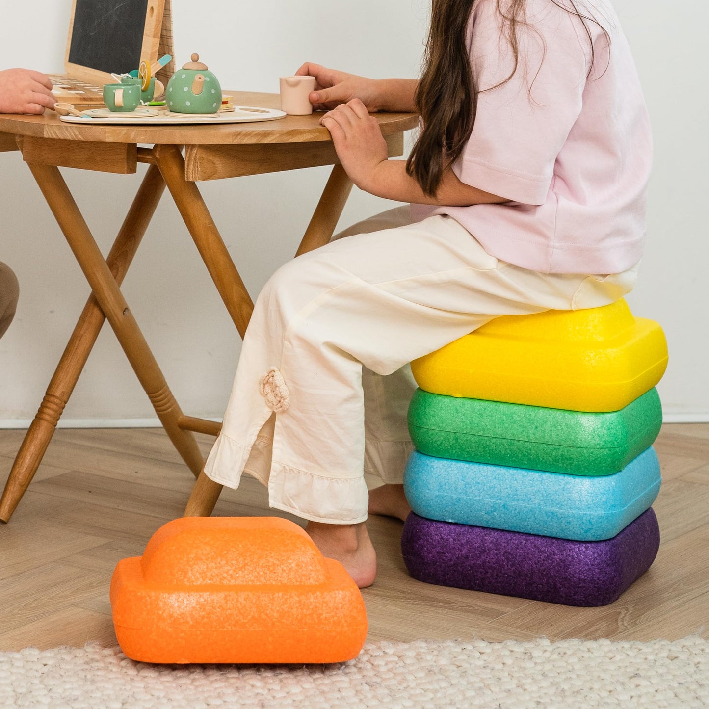 Soft Foam Stepping Stones for Kids – Indoor Balance & Coordination Toy – Lightweight Non-Toxic Styrofoam Play Stones – Obstacle Course, Floor is Lava Game, Sensory Play – Set of six