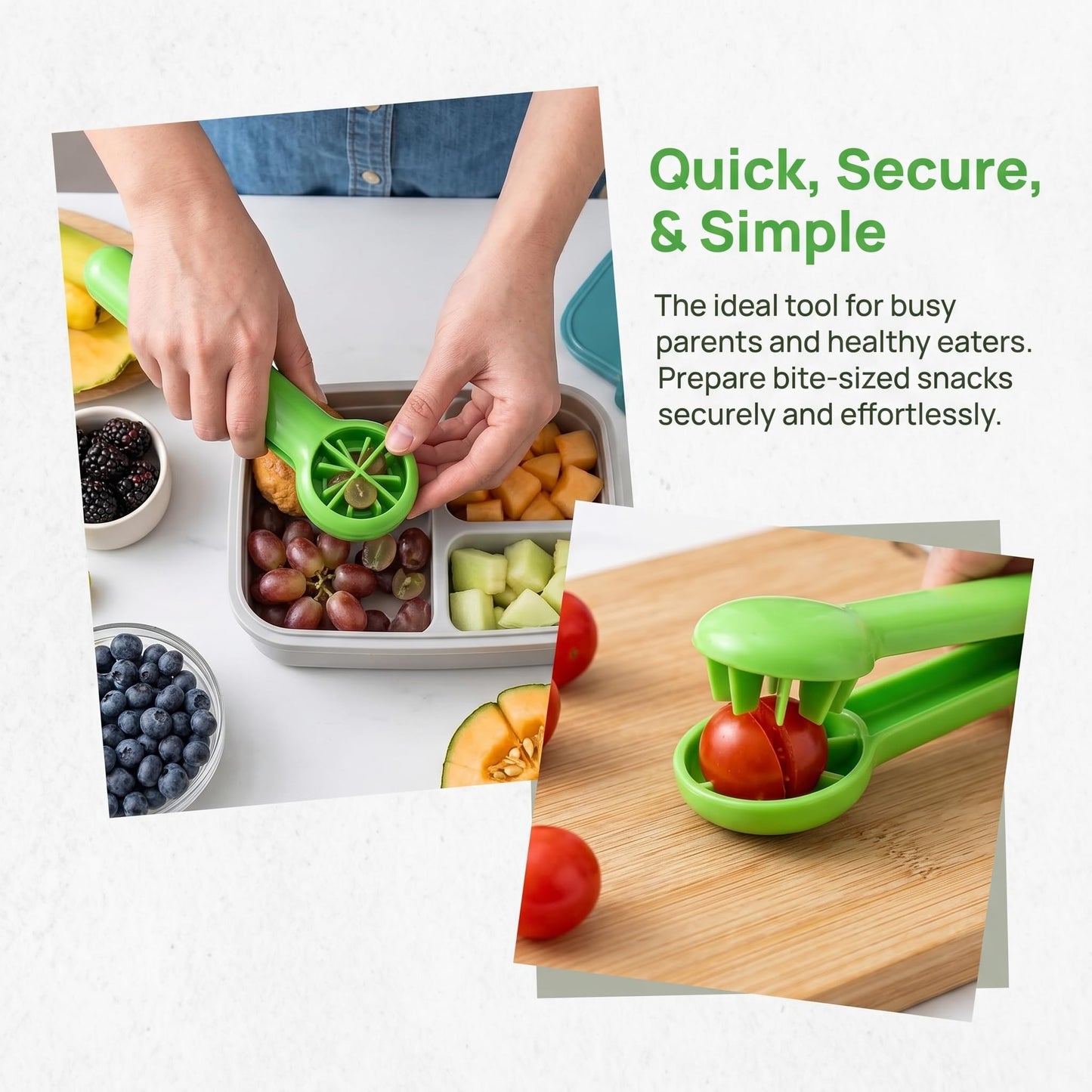 Grape Cutter Tool, Grape Tomato Cherry Strawberry Slicer, Quick & Easy Fruit Slicer Kitchen Gadget (1)