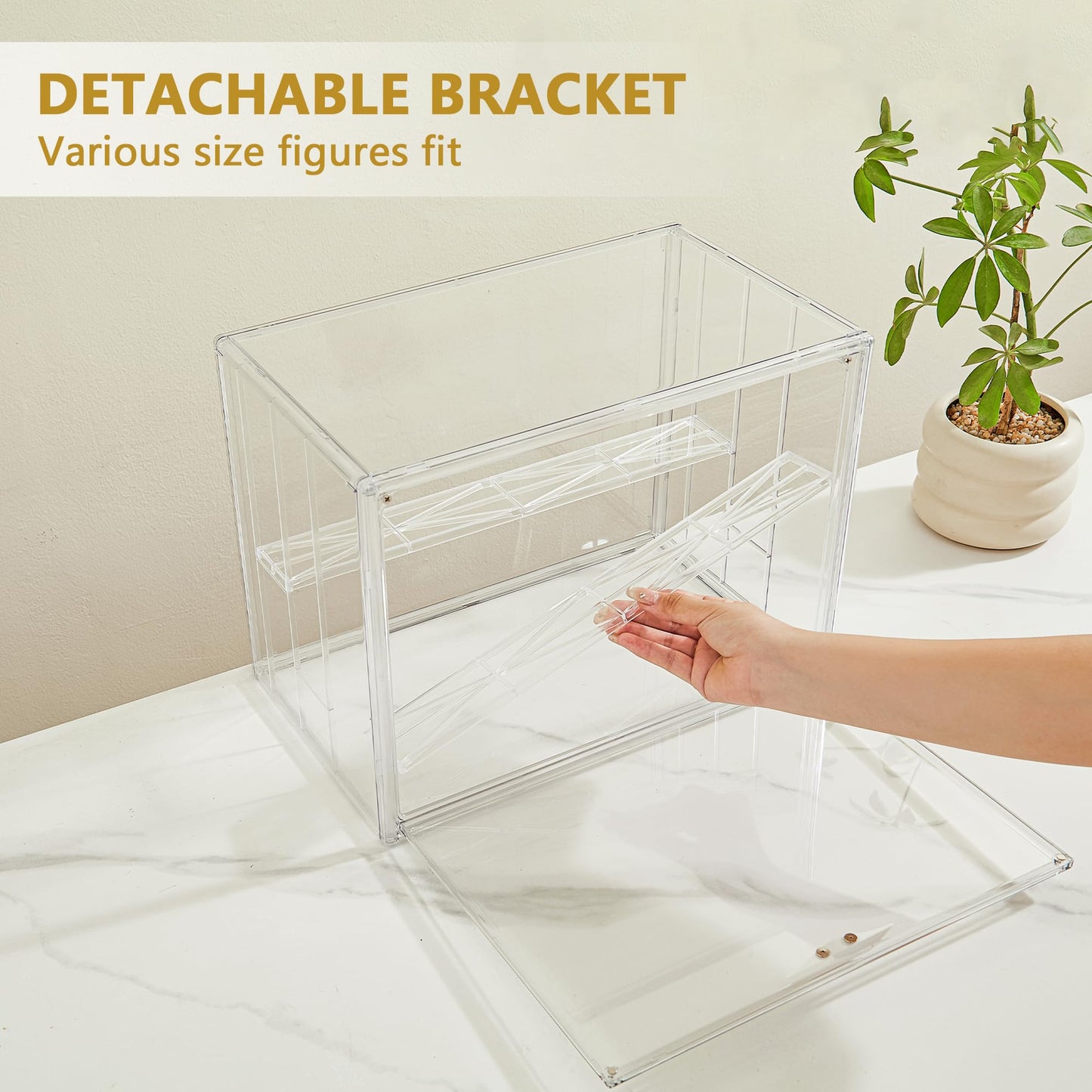 LXLXXL Acrylic Display Case for Collectibles 3 Layer Adjustable Figure Display Cases with Magnetic Door Clear Stackable Display Box for Figures Showcase 2Pack