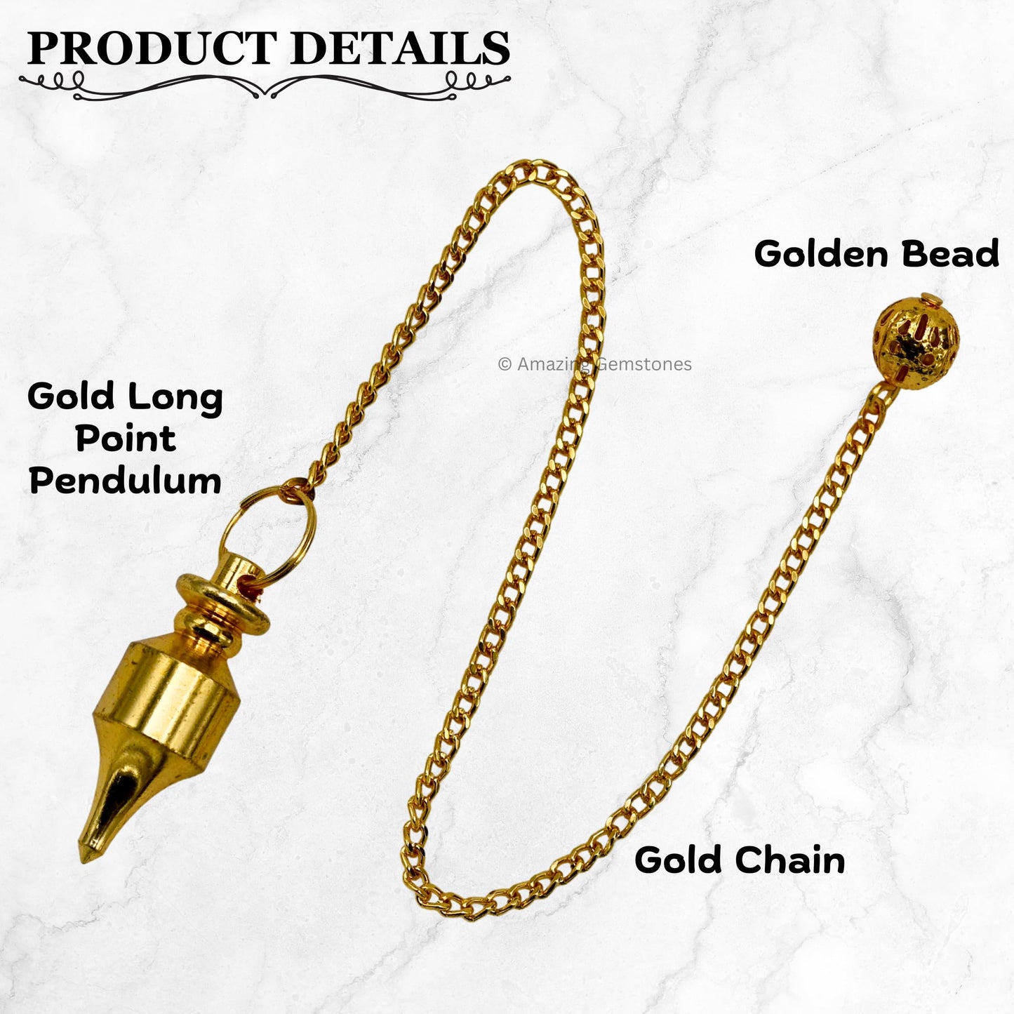 Amazing Gemstone Healing Metal Pendulums for Divination, Gold Long Point Steel Copper Pendulum High Energy Pendulo de Bronce Pendulos de Mesa MP32