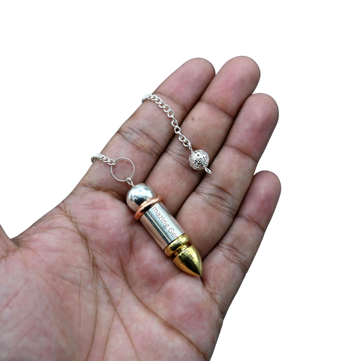 Amazing Gemstone Healing Metal Pendulums for Divination, Gold Silver Copper Openable 4 Piece Bullet Steel Copper Pendulum High Energy Pendulo de Bronce Pendulos de Mesa MP84