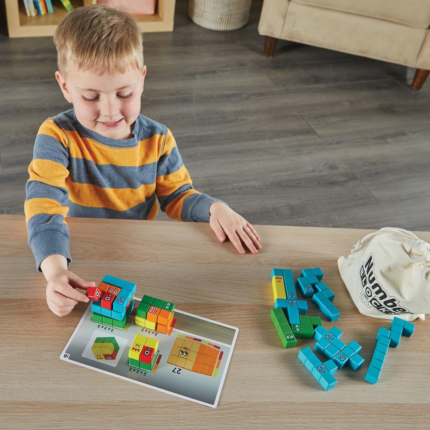 hand2mind Numberblocks Wooden Building Blocks Activity Set, Wood Stacking Toy, Counting Blocks, Numbers for Toddlers, Math Games, Preschool Learning Activities,Birthday Gift, 39 Pieces