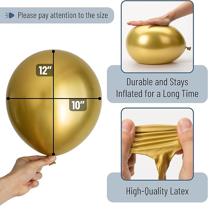 Mr. Pen- Metallic Balloons, 12 Inch, 54 Pack, Metallic Gold Balloons