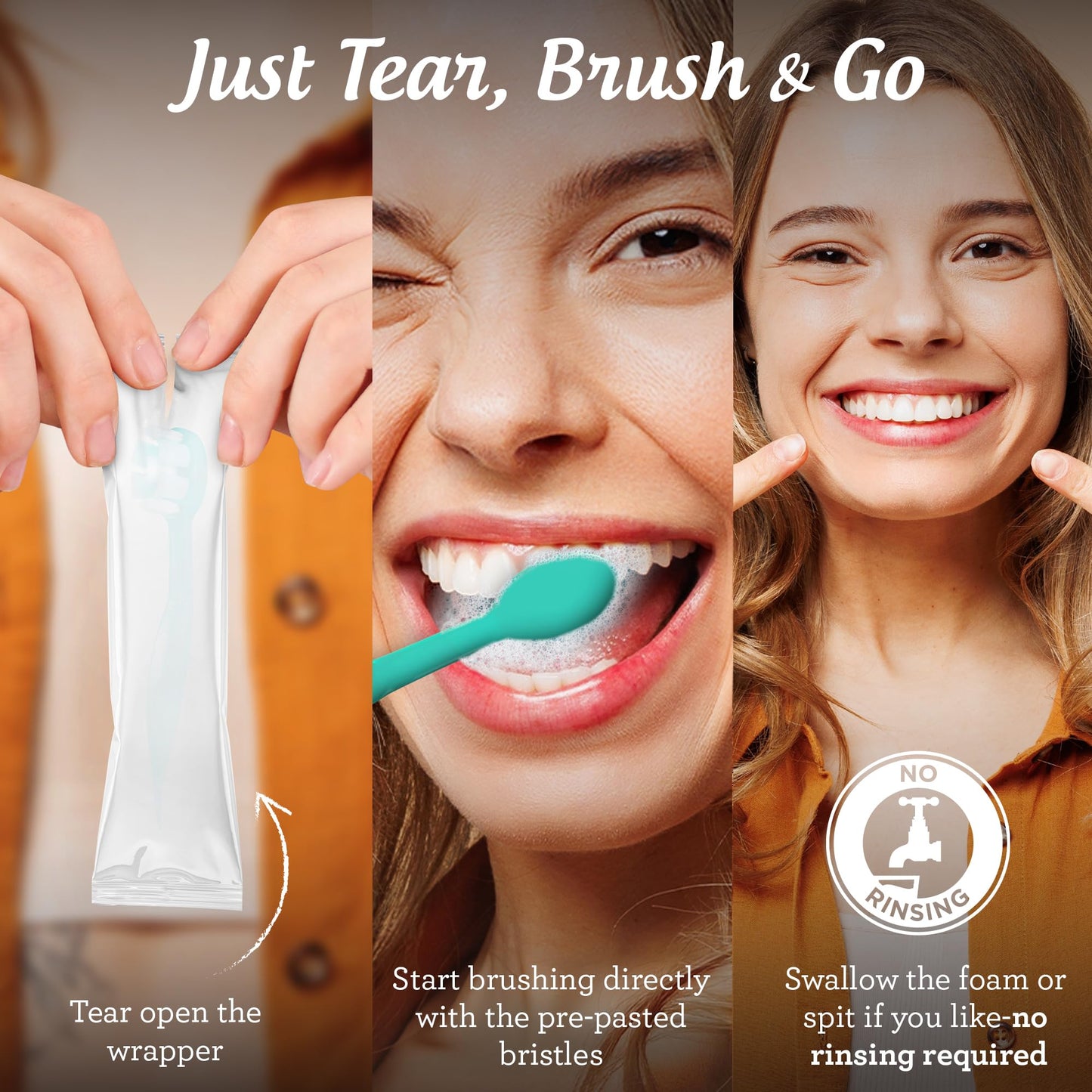 GuruNanda Ready-to-Go Disposable Mini Travel Toothbrush - Butter on Gums Softex Bristles, Prepasted Toothbrush & Toothpick - Fluoride-Free, No Rinsing Needed, Individually Wrapped, 70 Ct