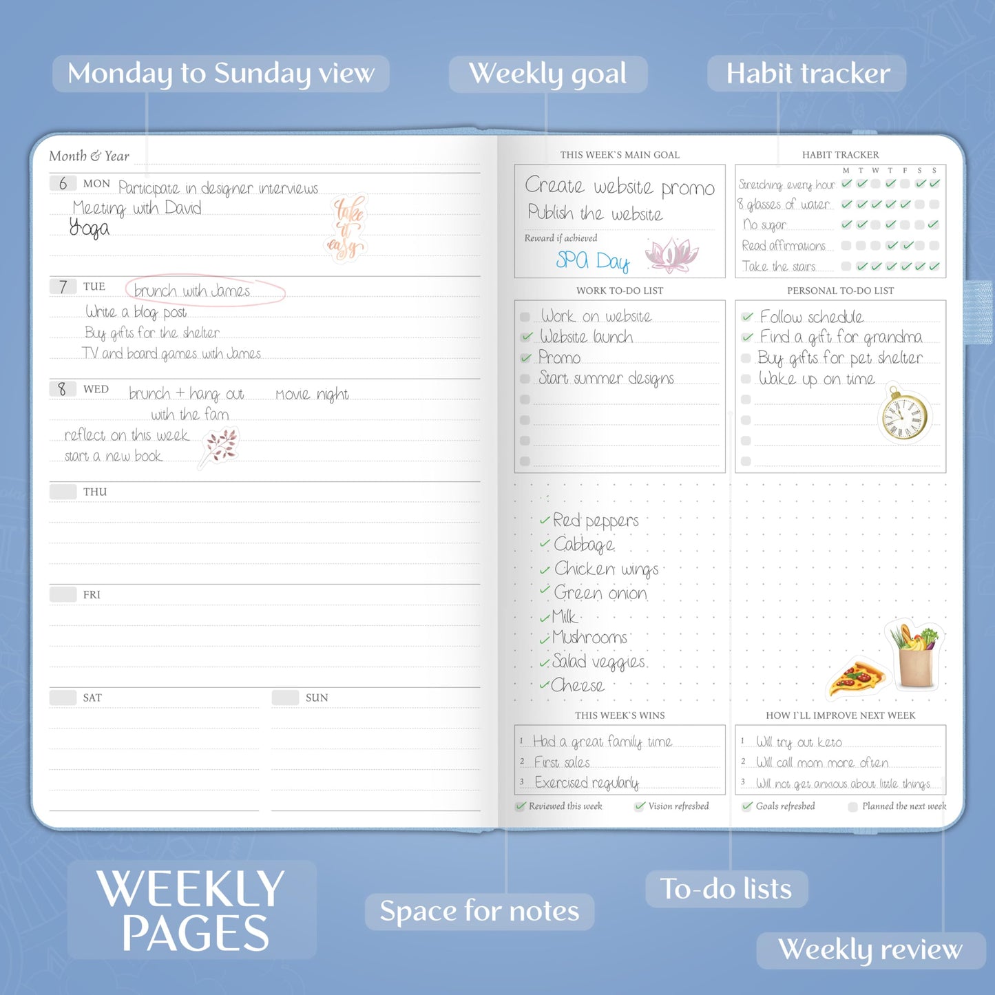 Legend Weekly Planner Premium – Undated Weekly, Monthly & Budget Planner – Life Organizer for Time Management & Productivity, A5 (Periwinkle, New Cover)