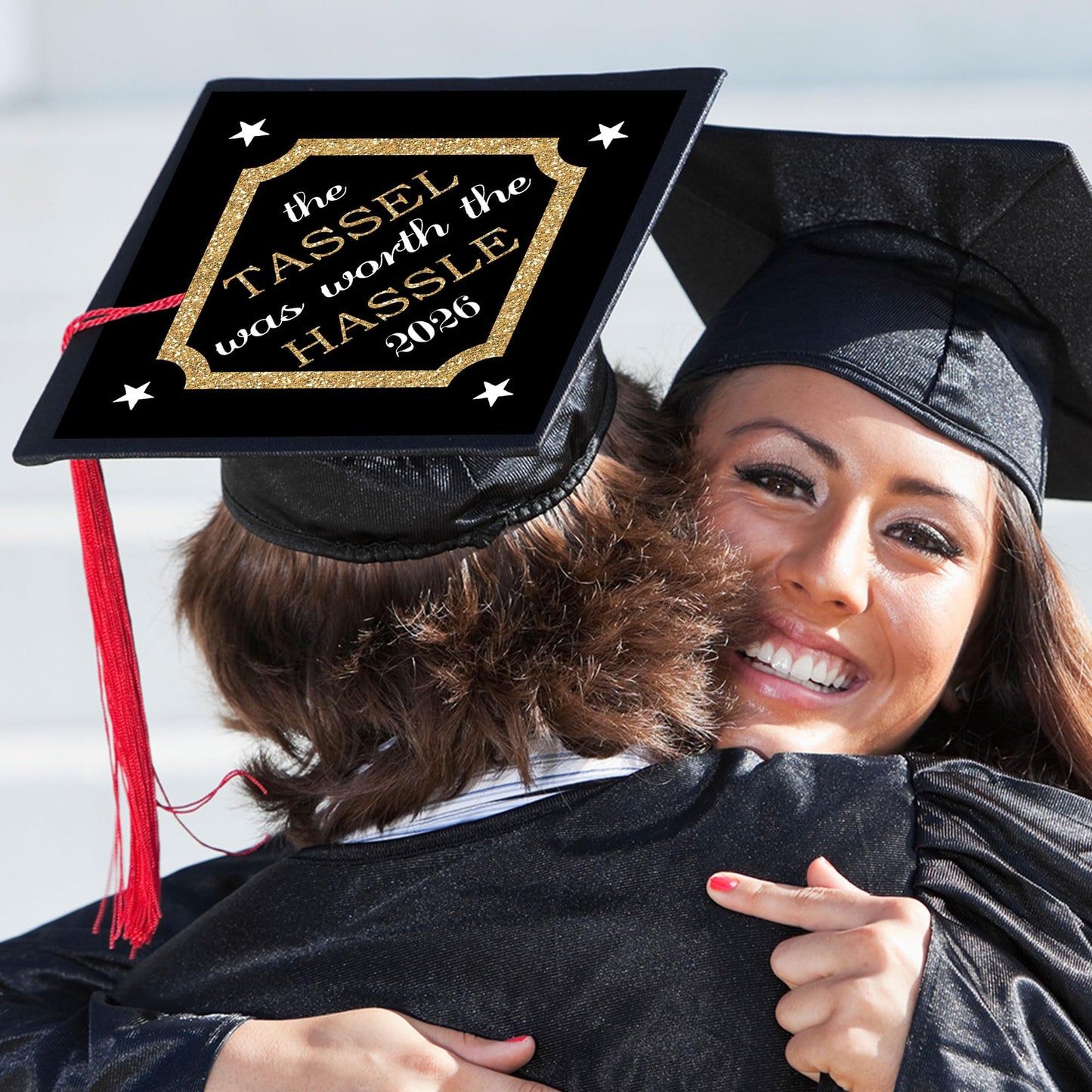 Big Dot of Happiness 2026 Graduation Cap Decorations - Premium Gold Cap Cover Kit, Custom Grad Display, DIY Graduation Cap Topper, Class of 2026 Celebration Set