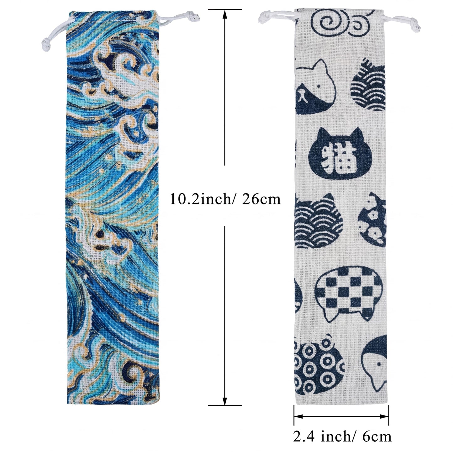 Outus 20 Pieces Straw Carrying Case Chopstick Case, Reusable Utensil Pouch Portable Travel Canvas Bag for Straws, Knife, Fork, Spoon, Chopsticks