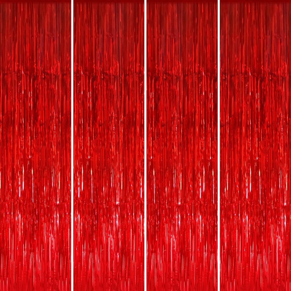 GOER 3.2 ft x 8.2 ft Metallic Tinsel Foil Fringe Curtains Party Photo Backdrop Party Streamers for Birthday,Graduation,New Year Eve Decorations Wedding Decor (4 Packs,Red)