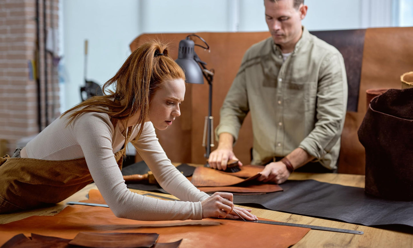 Toprank Genuine Leather Sheets for Crafts 24''X12'' Precut Full Grain Leather Tooling Leather (1.6mm) Cowhide Leather Pieces Square, Tan