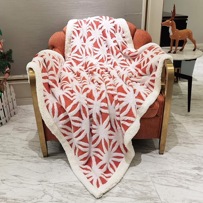 LOMAO Sherpa Fleece Blanket Fuzzy Soft Throw Blanket Dual Sided Blanket for Couch Sofa Bed (Coral, 51"x63")