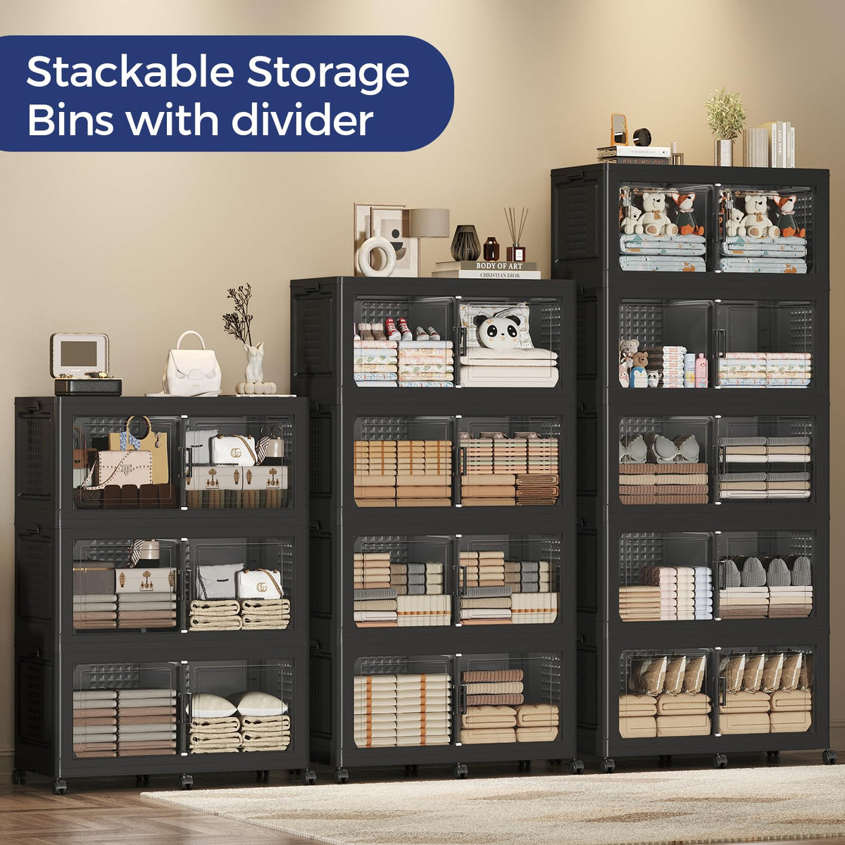 200GAL Storage Bins with Lid and Wheels (4 Count)
