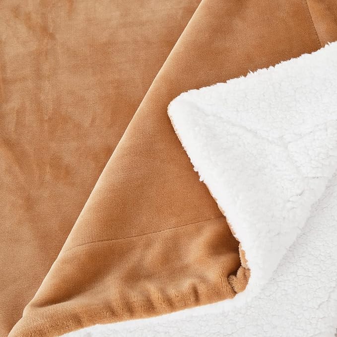 SOCHOW Sherpa Fleece Throw Blanket, Double-Sided Super Soft Luxurious Plush Blanket Throw Size, Camel, 50x60 inches