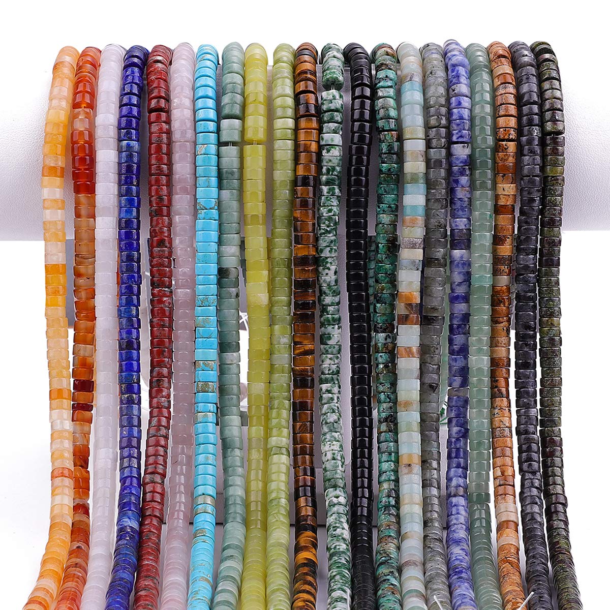 BEADIA Natural Black Spectrolite Spacer Beads Caps Loose Semi Gemstone for Beading Jewelry Making 6mmx3mm 38cm