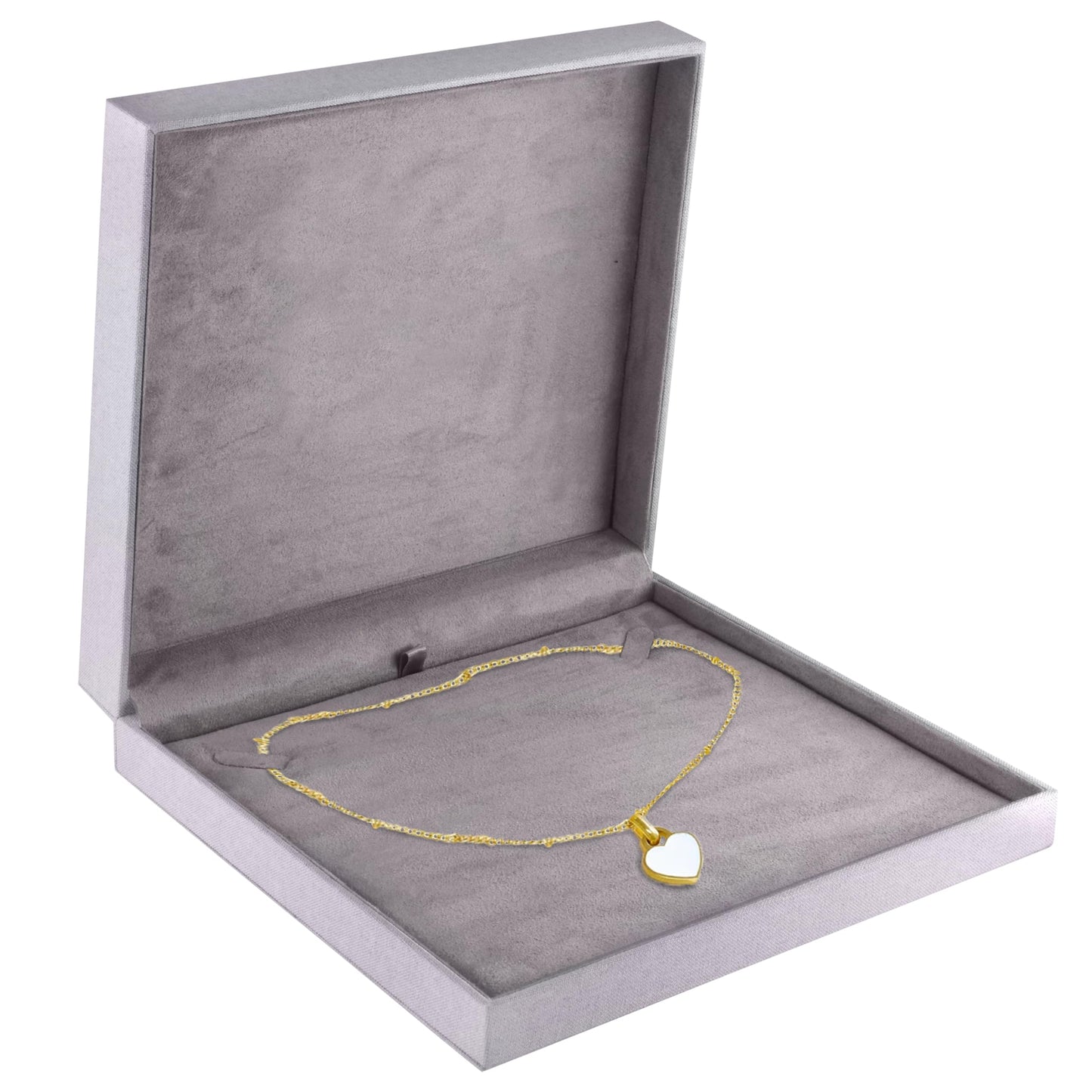 ALLUREPACK Linen Weave Large Necklace Box - Chain & Long Necklace Jewelry Gift Box for Men & Women - Organic Color Necklace Case with Soft Suede Interior and Matching 2-Piece Outer Box