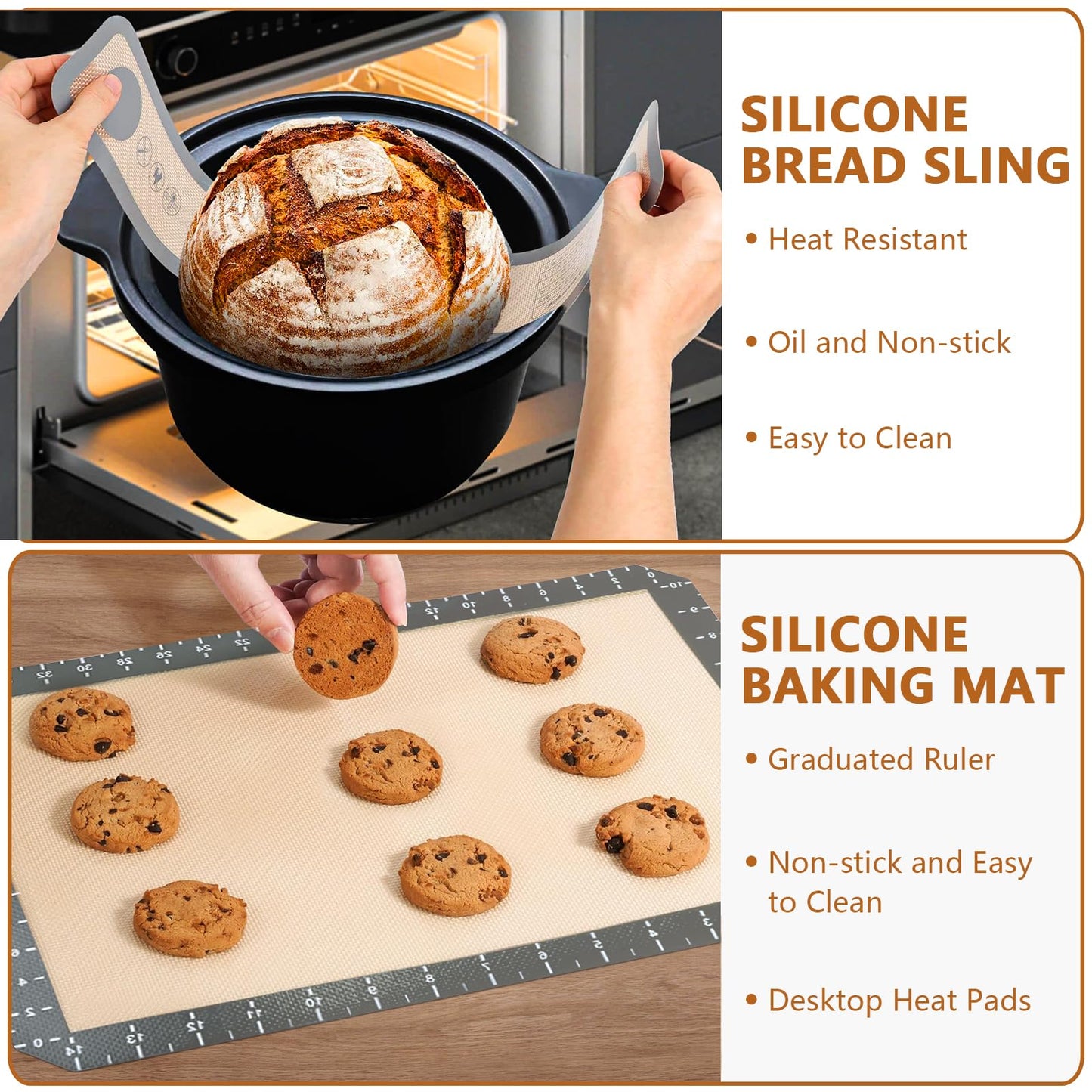 Bread Making Tools Set of 7, Including Silicone Pastry Mat, Round Baking Mat, Sourdough Danish Dough Whisk, Bread Lame Dough Scoring, Bread Scraper Dough Cutter, Perfect Gifts for Baker