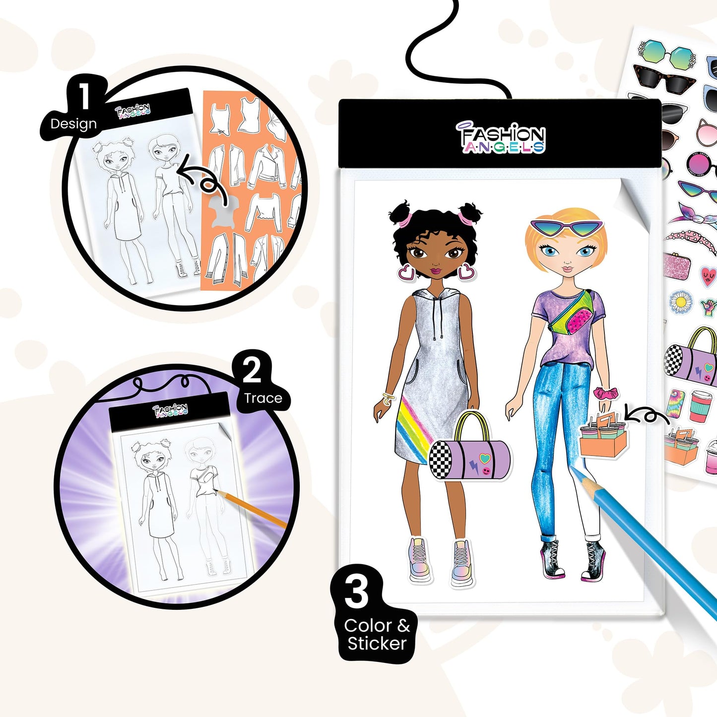 Fashion Angels Fashion Design Light Up Sketch & Tracing Pad, Includes Holographic Carrying Case, USB, Ultra Thin Tablet, 350+ Stencils & Stickers, Ages 8+