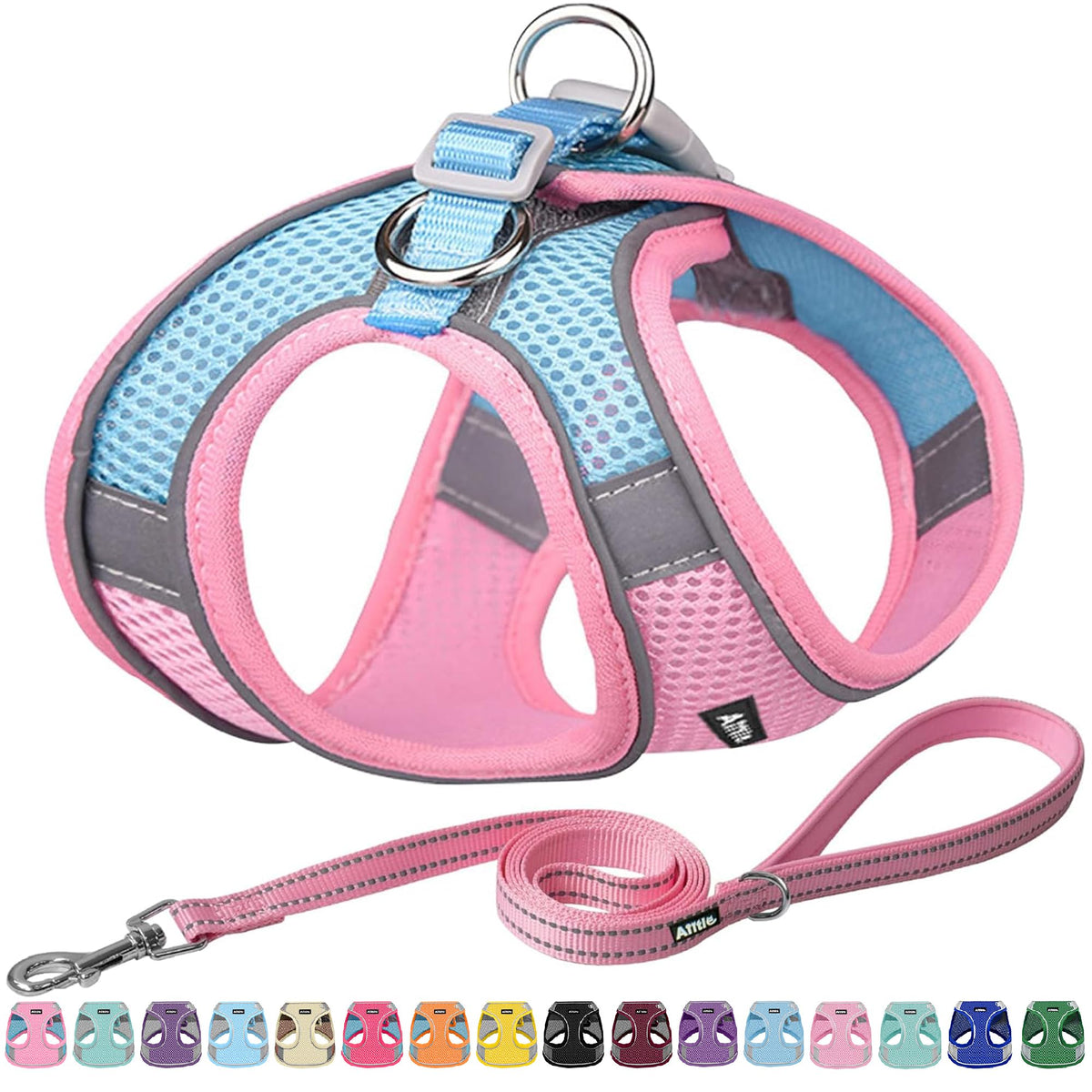 AIITLE Medium Dog Harness and Leash Set, Step-in Puppy Pet Vest, Blue L