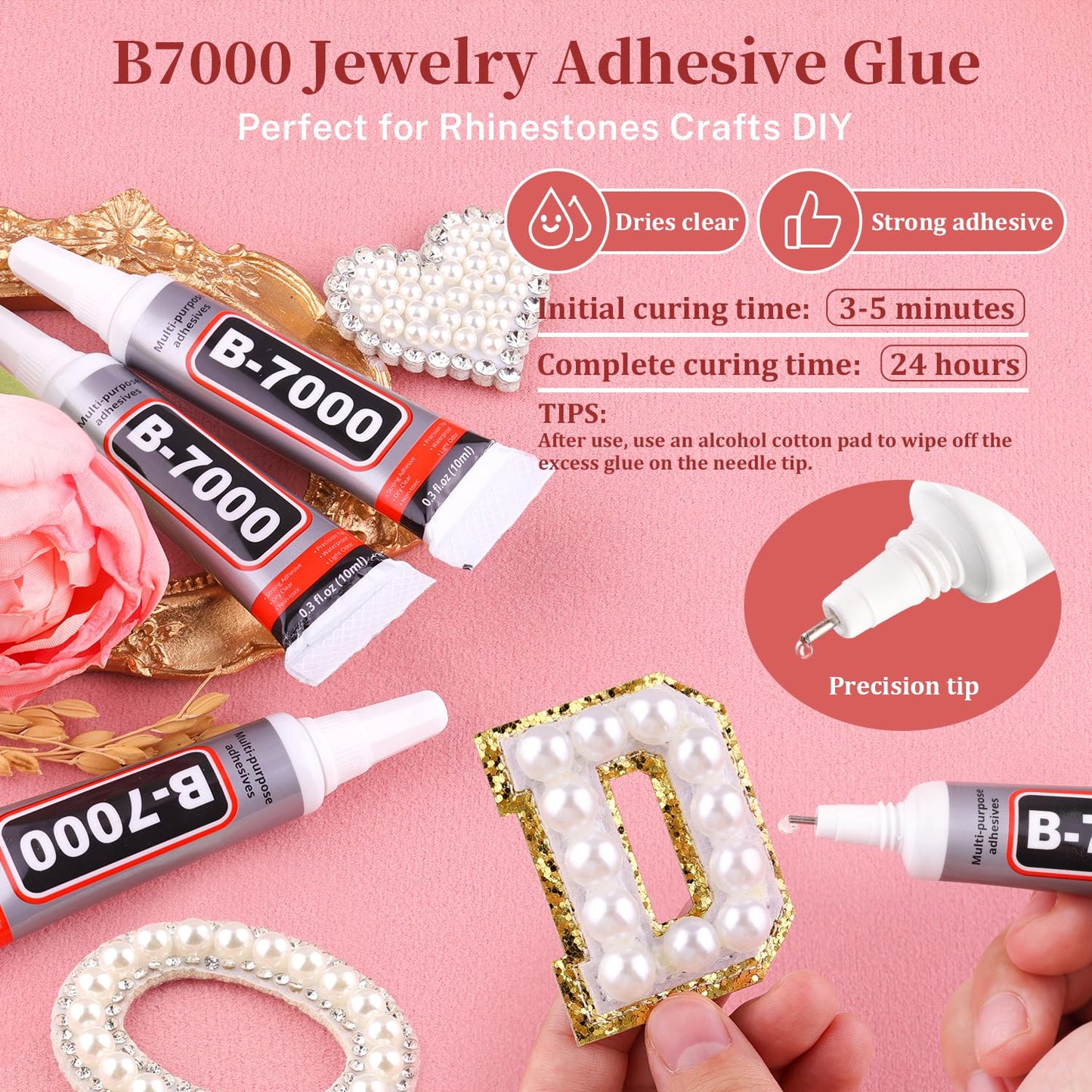 14000Pcs Flatback Pearls for Crafting (White), Assorted Size 2/3/4/5/6/8/10mm Half Pearl Bead Gems with 3Pcs 10ml B7000 Jewelry Glue, Bedazzling Kit for Crafts Shoes Graduation Cap Nail Art