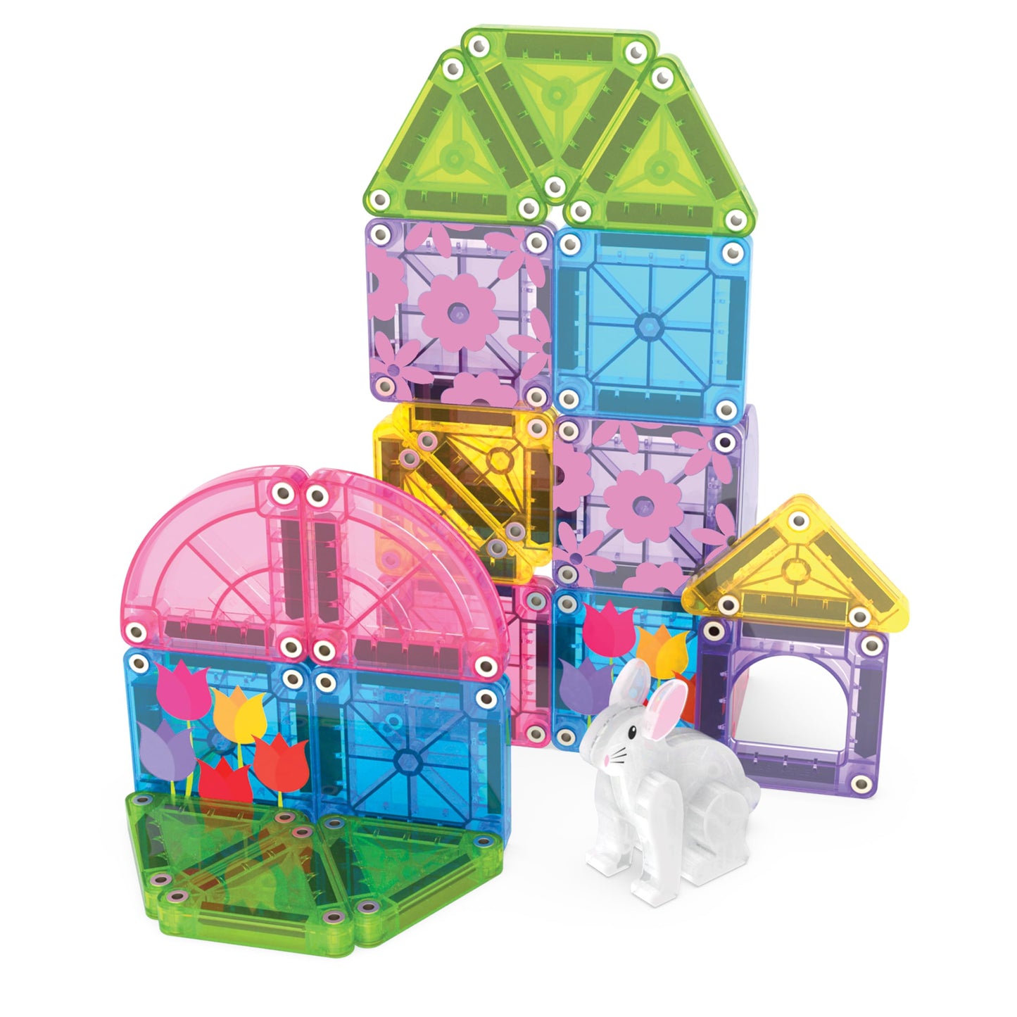 Magna-Tiles microMAGS 24-Piece Spring Garden Travel Set, The Original Magnetic Building Brand