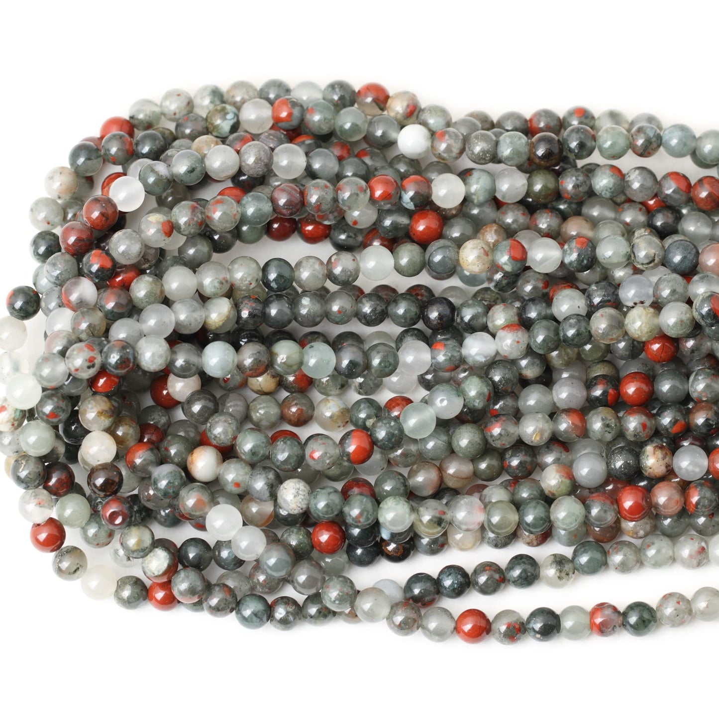 CHEAVIAN 60PCS 6mm Natural African Bloodstone Gemstone Smooth Surface Round Loose Beads for Jewelry Making 1 String 15 Inches