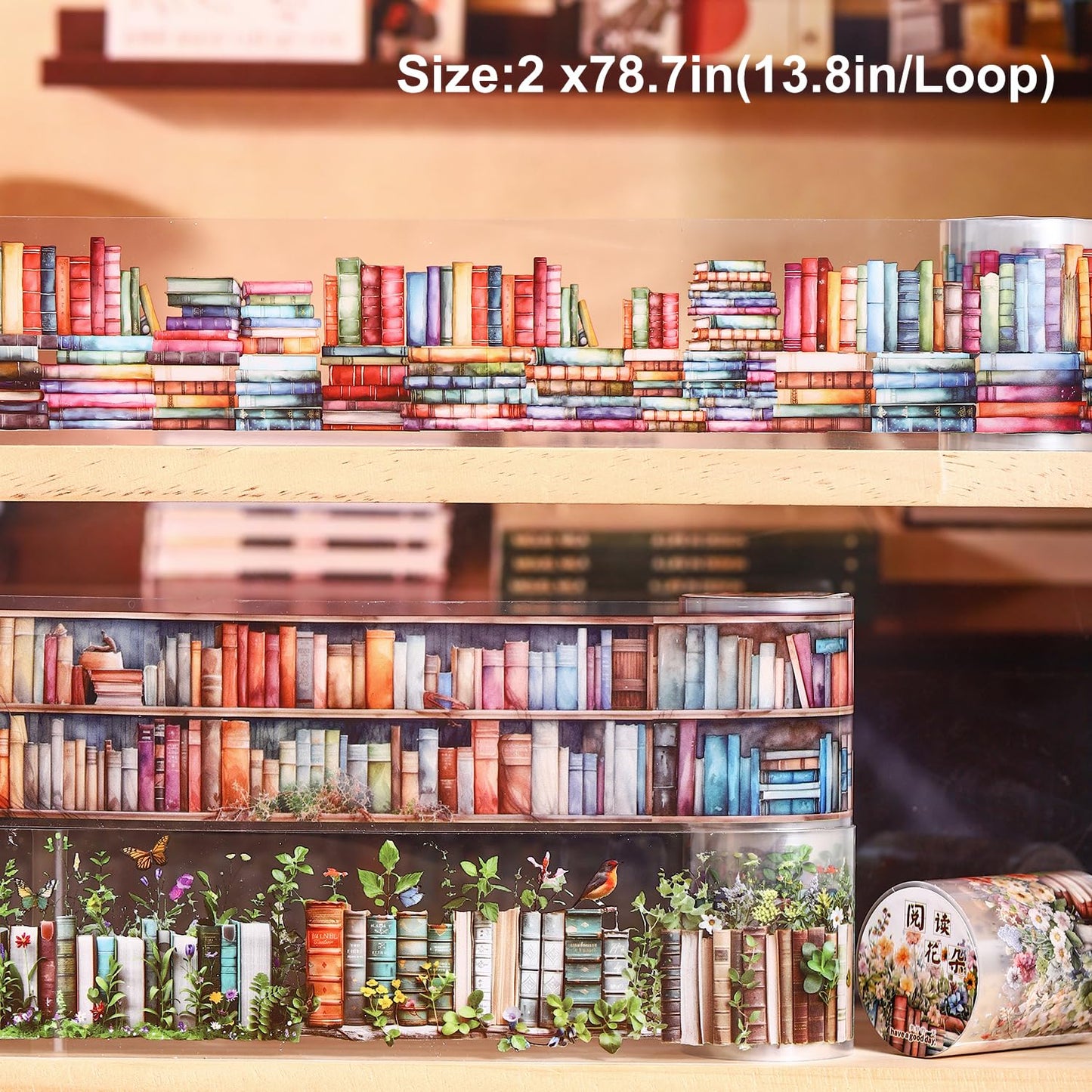 AuriicLeaf Book-Themed PET Tape Set, 6 Rolls of Library and Nature-Inspired Stickers for Scrapbooking, Journaling, DIY Crafts, and Gift Wrapping