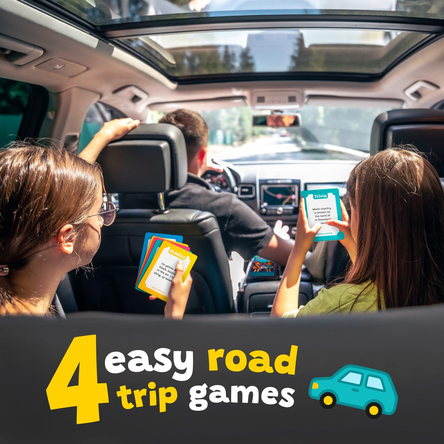 WELL BALANCED Road Trip Games for Kids Travel Essentials, Trivia, Riddles, Car Activities Must Haves for Ages 7+