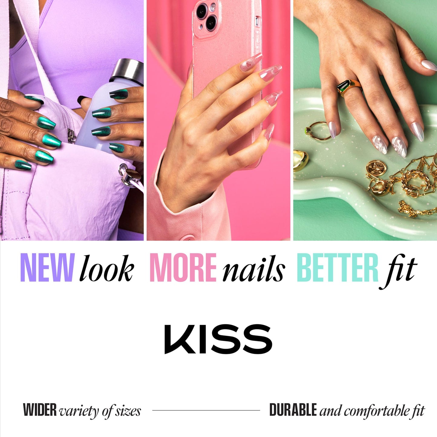 Kiss LOVE, Press On Nails, Nail glue included, 'My Forever Valentine', Pink, Medium Size, Almond Shape, Includes 32 Nails, 2g Glue, 1 Manicure Stick, 1 Mini File
