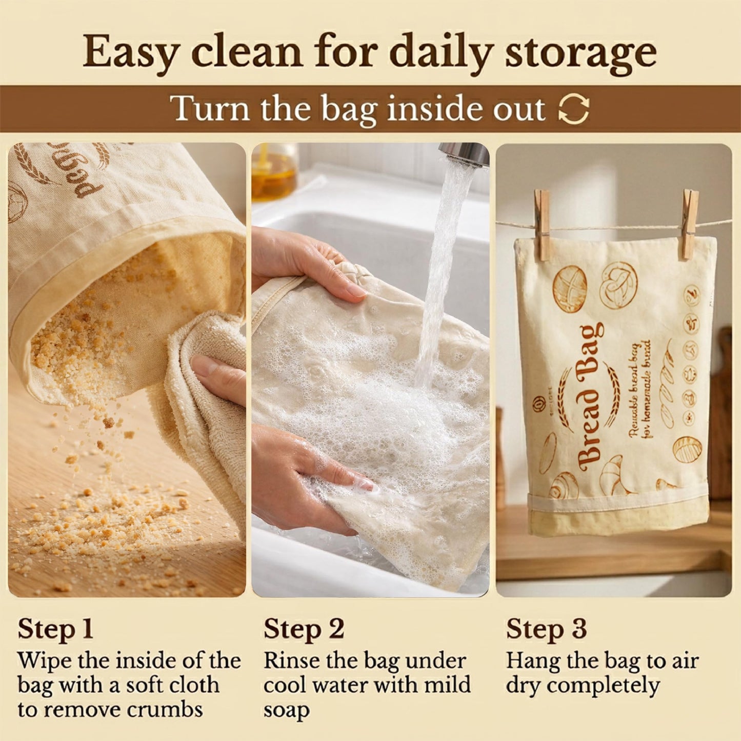 3 Pack Cotton Beeswax Bread Bags for Sourdough - 2XL Organic Reusable with Bees Wax Lining & Buckle Closure + 1 Beeswax Wrap, Wax Cloth Bread Bags & Freezer Safe, Eco-Friendly & Easy to Clean