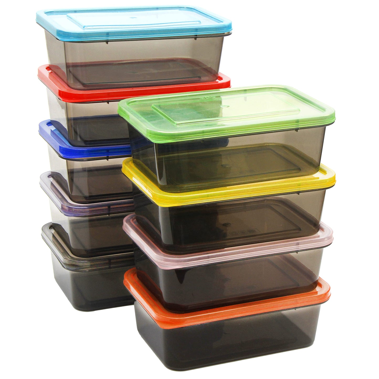 Youngever 9 Sets Thick Bento Lunch Box, Meal Prep Containers, Reusable Plastic Food Storage Container Boxes (One Compartment 20 Ounce)
