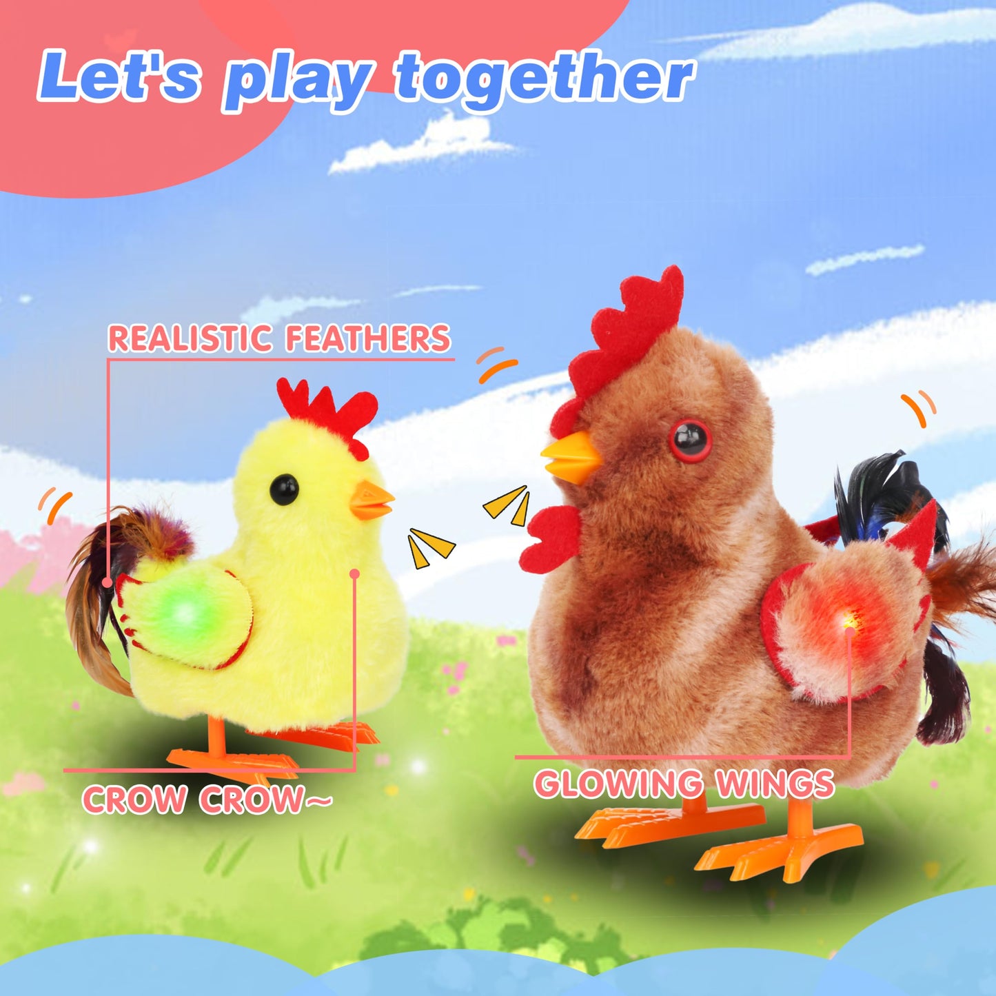 Hopearl Walking Chicken Pet Crow Chick Interactive Electronic Plush Toy Farm Animals Animated Gifts for Toddlers Birthday, Brown, 8''