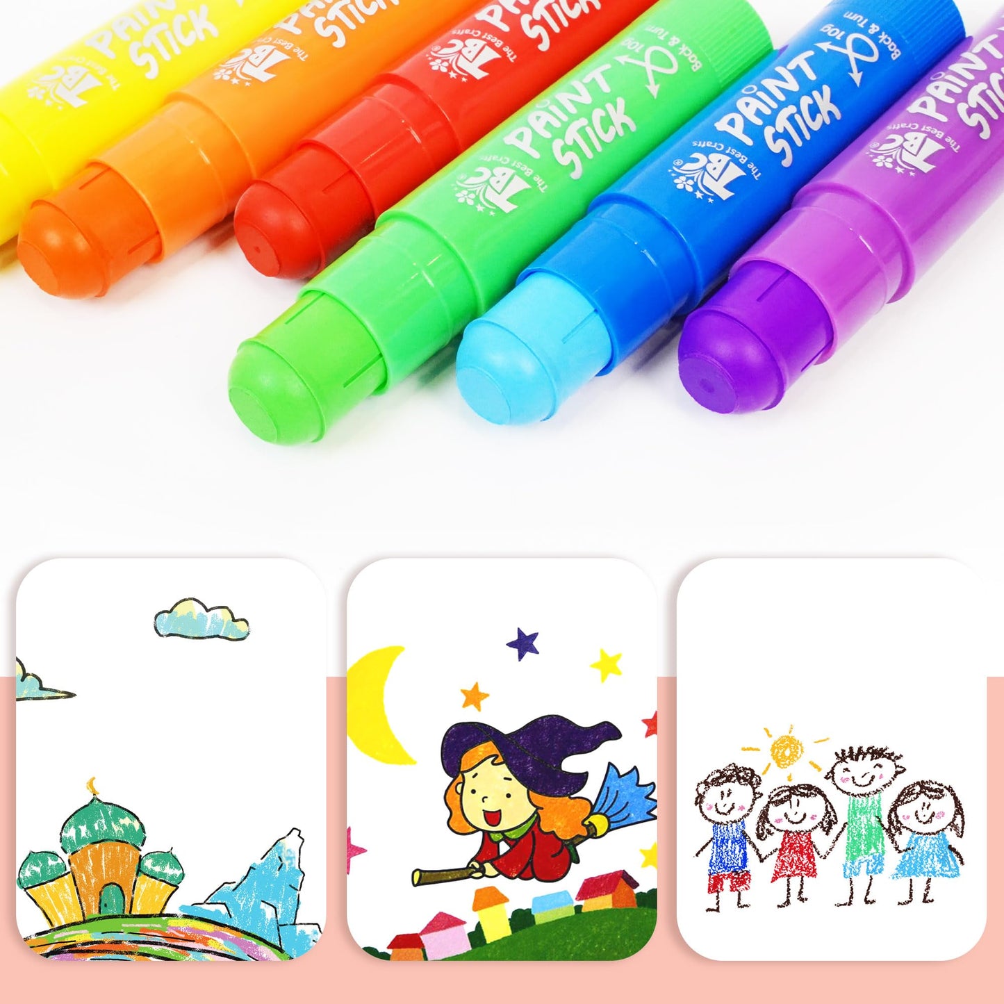 TBC The Best Crafts Paint Sticks, 12 Colors Pastel, Washable, Non-toxic, Tempera Paint Sticks for Kids and Students