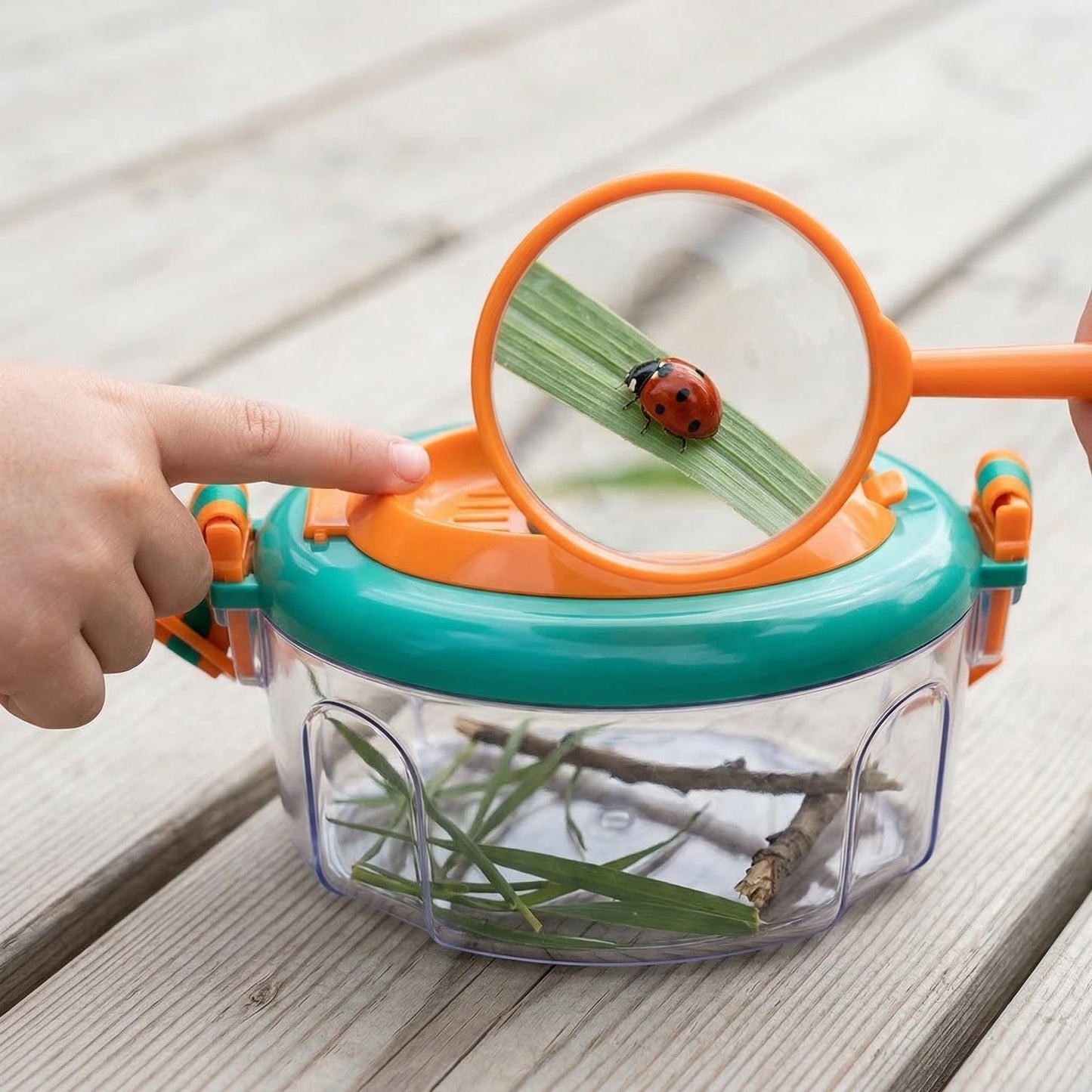 National Geographic Bug Catcher Kit for Kids - Kids Bug Habitat with Magnified Viewer, Bug Box, & Tweezers, Insect Habitat, Outdoor Toys, Bug Catching Kit, Bug Box (Orange 13 Pcs)