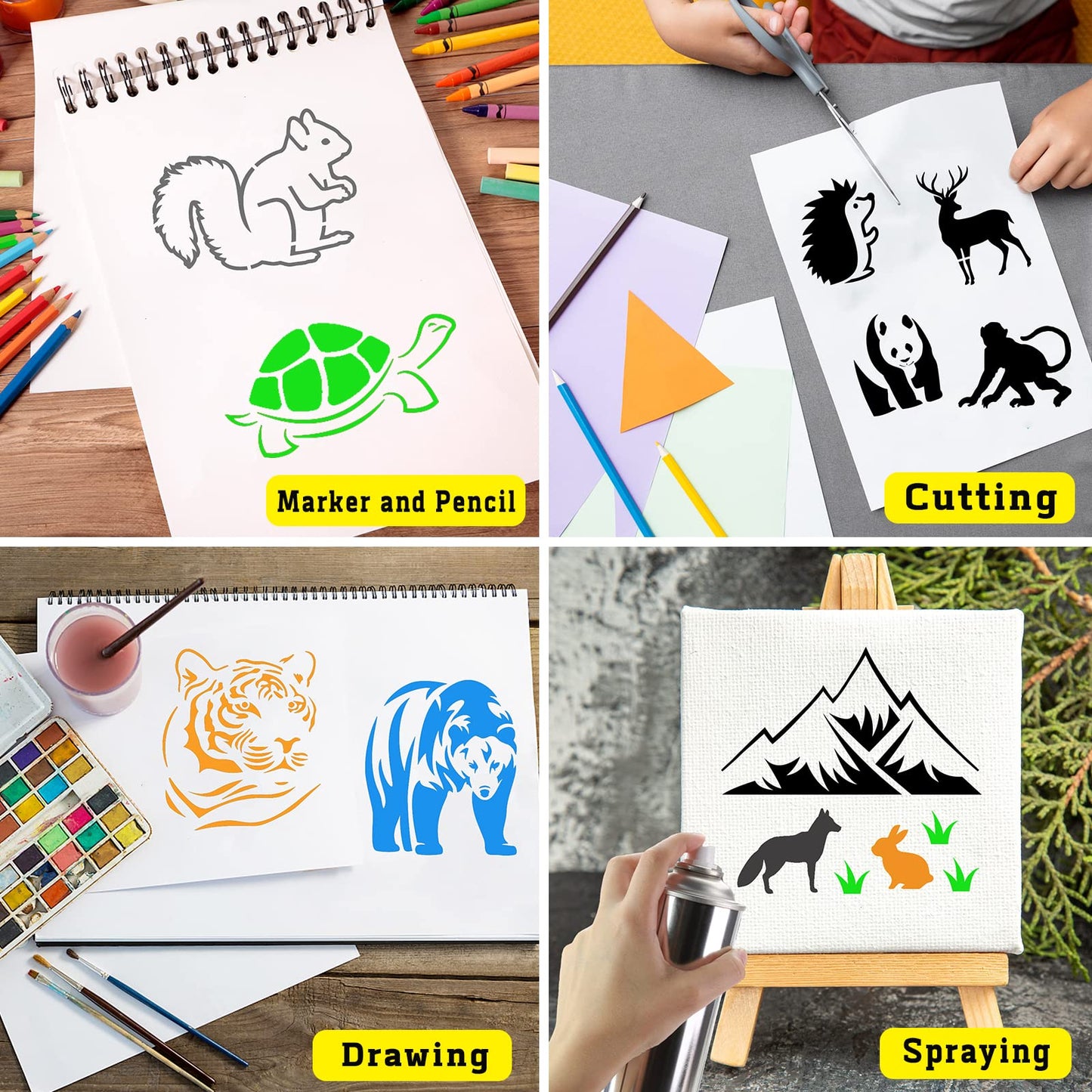 DZXCYZ 80 Pcs 6 x 6 Inch Stencils for Painting on Wood, Reusable Animal Flower Farm Plastic Stencil DIY Craft Paint Template Set for Wall Home Decor
