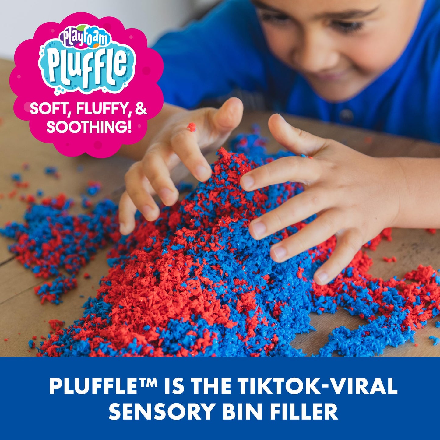 Educational Insights Pluffle(R) 4-Pack - Sensory Bin Foam Set, No Mess Alternative to Sand Toys & Slime for Toddlers at Home or in the Classroom, Fun Sensory Table Filler, Gift for Kids Ages 3+