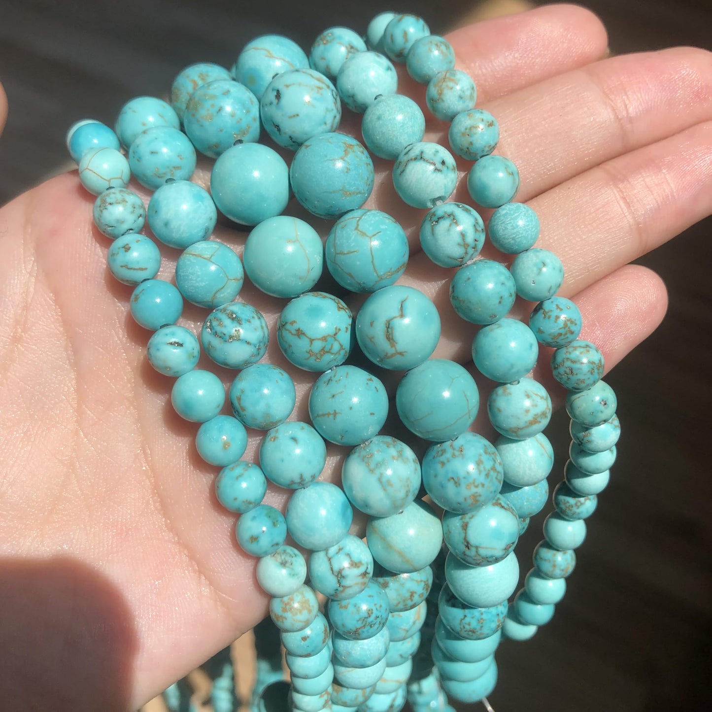 NITOPUPU 10mm 37pcs Smooth Turquoise Natural Stone Beads for Jewelry Making Supplies, Round Crystal Beads for Bracelets Necklace DIY Crafts